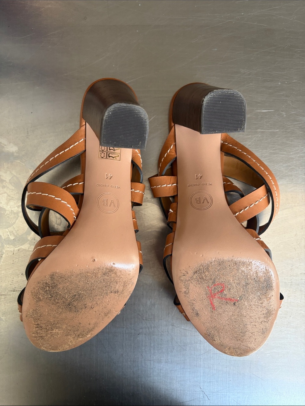 Veronica Beard Macey Vachetta Brown Heels - Picture 5 of 7